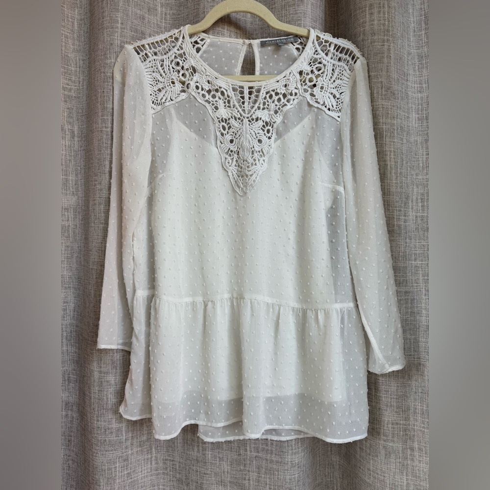 Daniel Rainn White Lace Detail Blouse medium